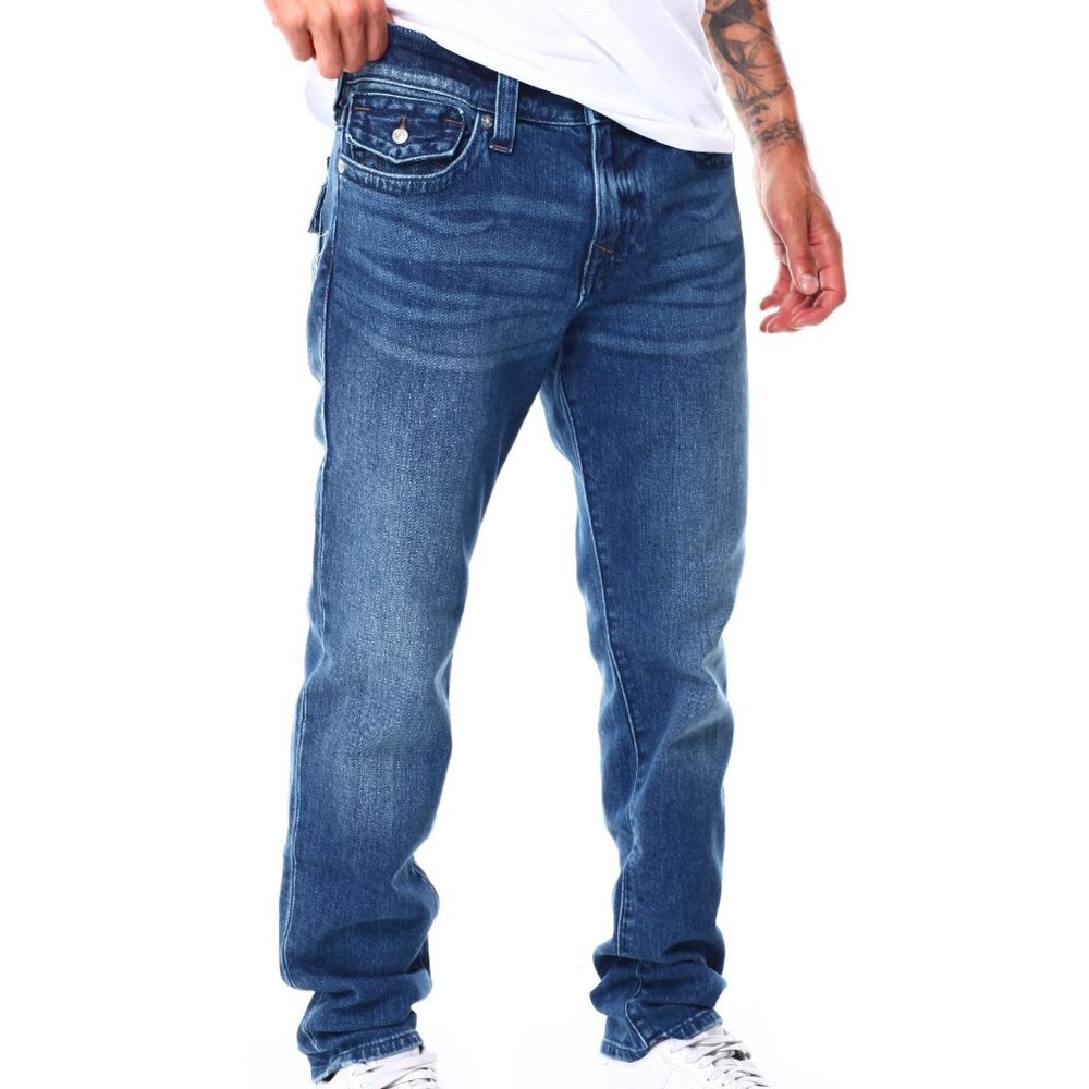 NWT True Religion Men's Medium Tidal Wash Rocco SN Flap Skinny Jeans 36